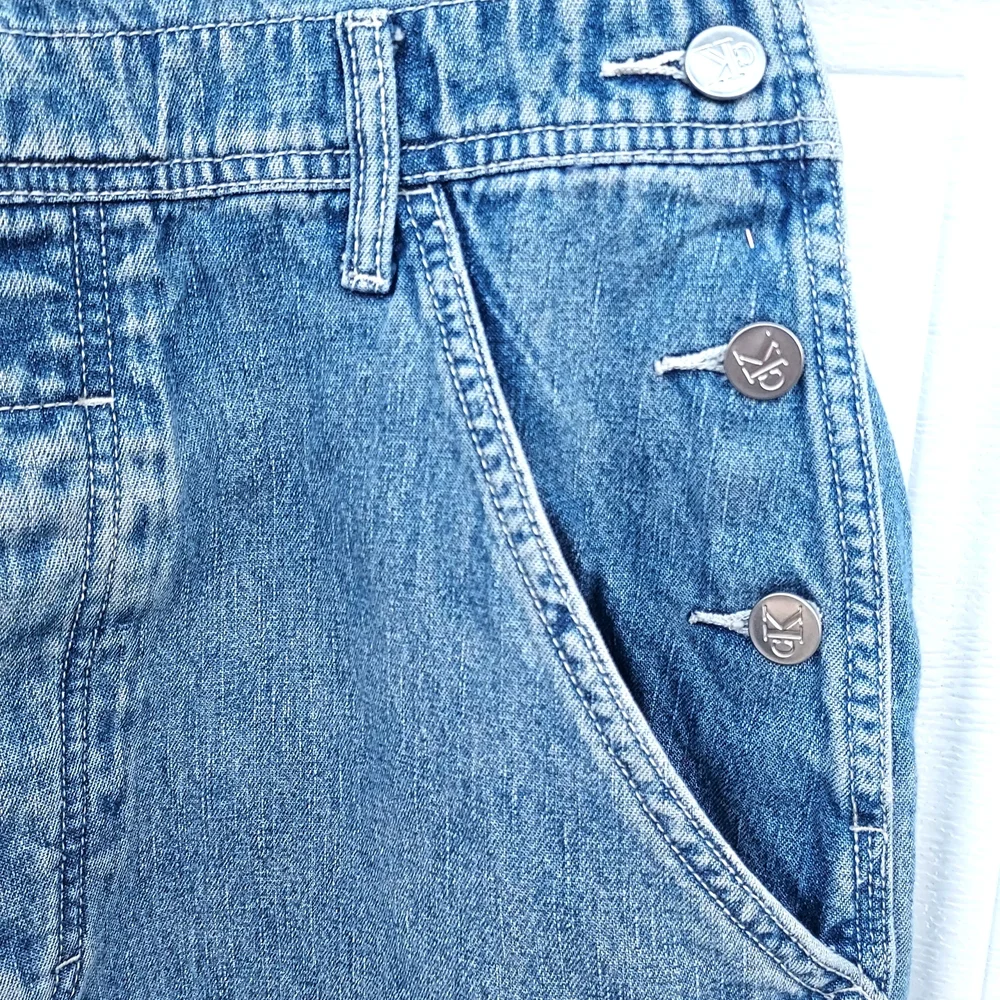 Y2K Calvin Klein Jeans Blue Wide Leg Overalls %100 Cotton Denim - Picture 4 of 10